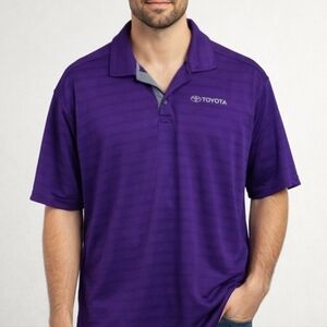 Men's Pro Celebrity Toyota Embroidered Logo Purple Performance Polo Shirt Large